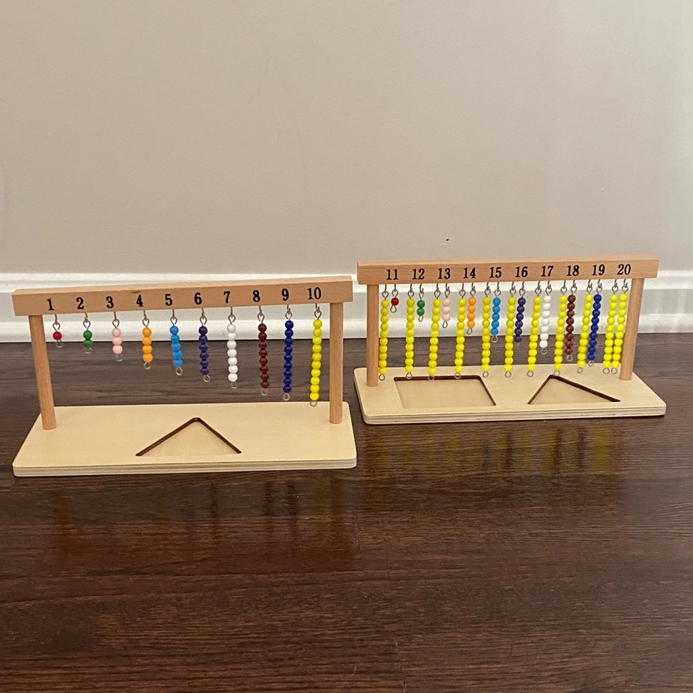 Montessori hanging teen beads - Wooden Counting Bead Set with Numbers